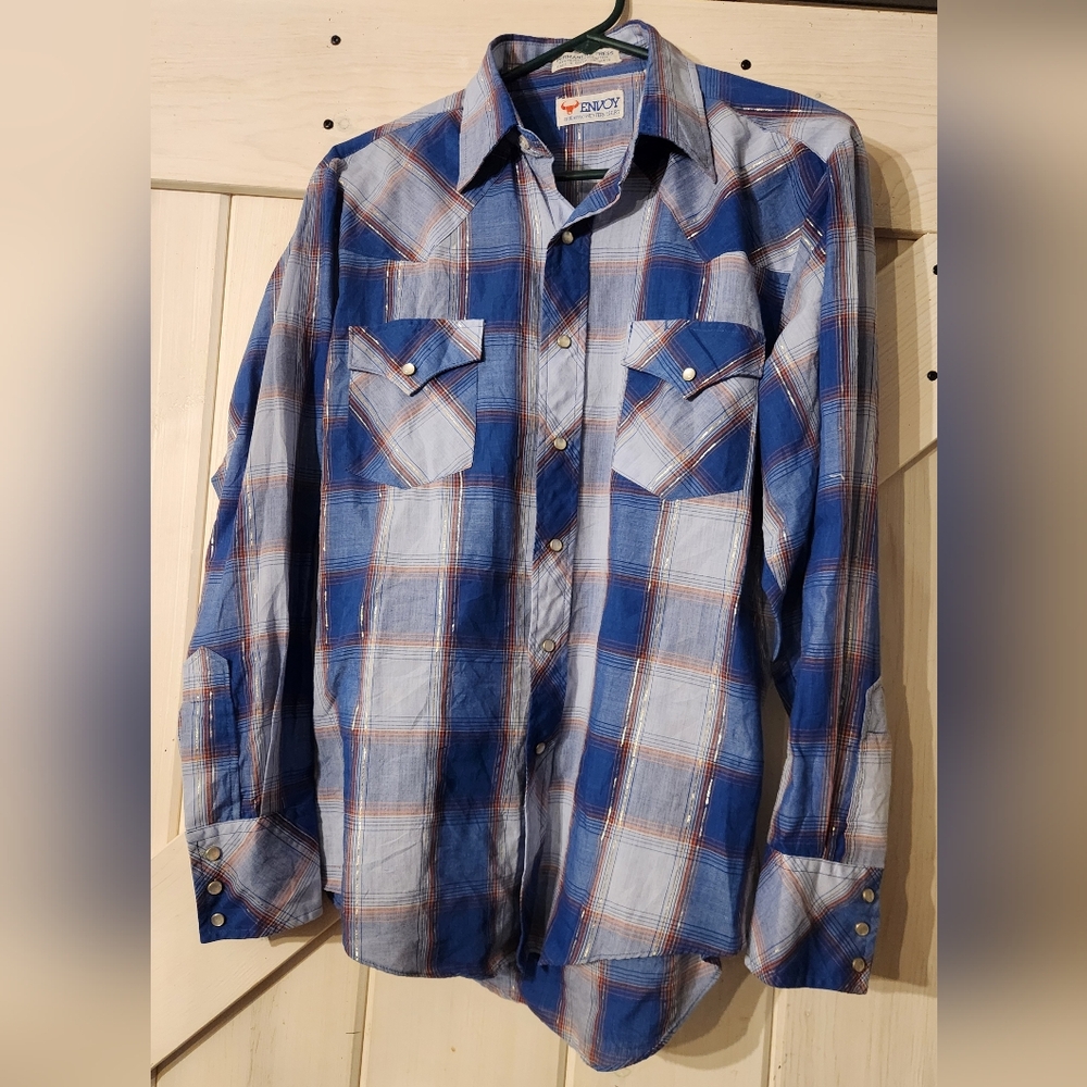 80s/90s Women's Envoy Authentic Western Pearl Snap Shirt. Size M. Button Down.